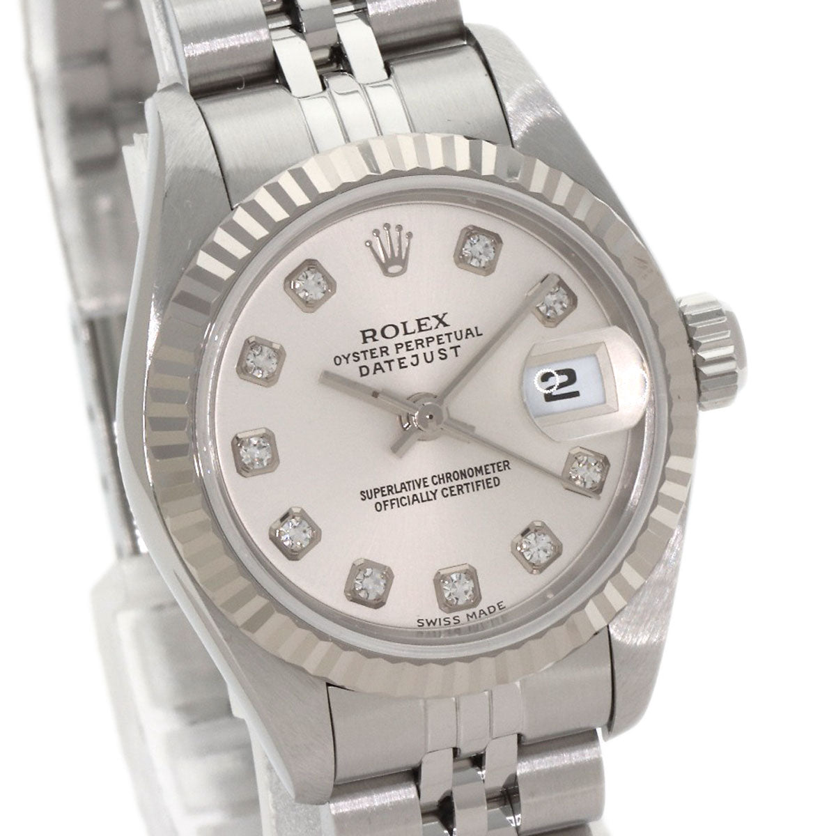 ROLEX ロレックス 79174 デイトジャスト 10P ダイヤモンド 腕時計 SS レディース 中古