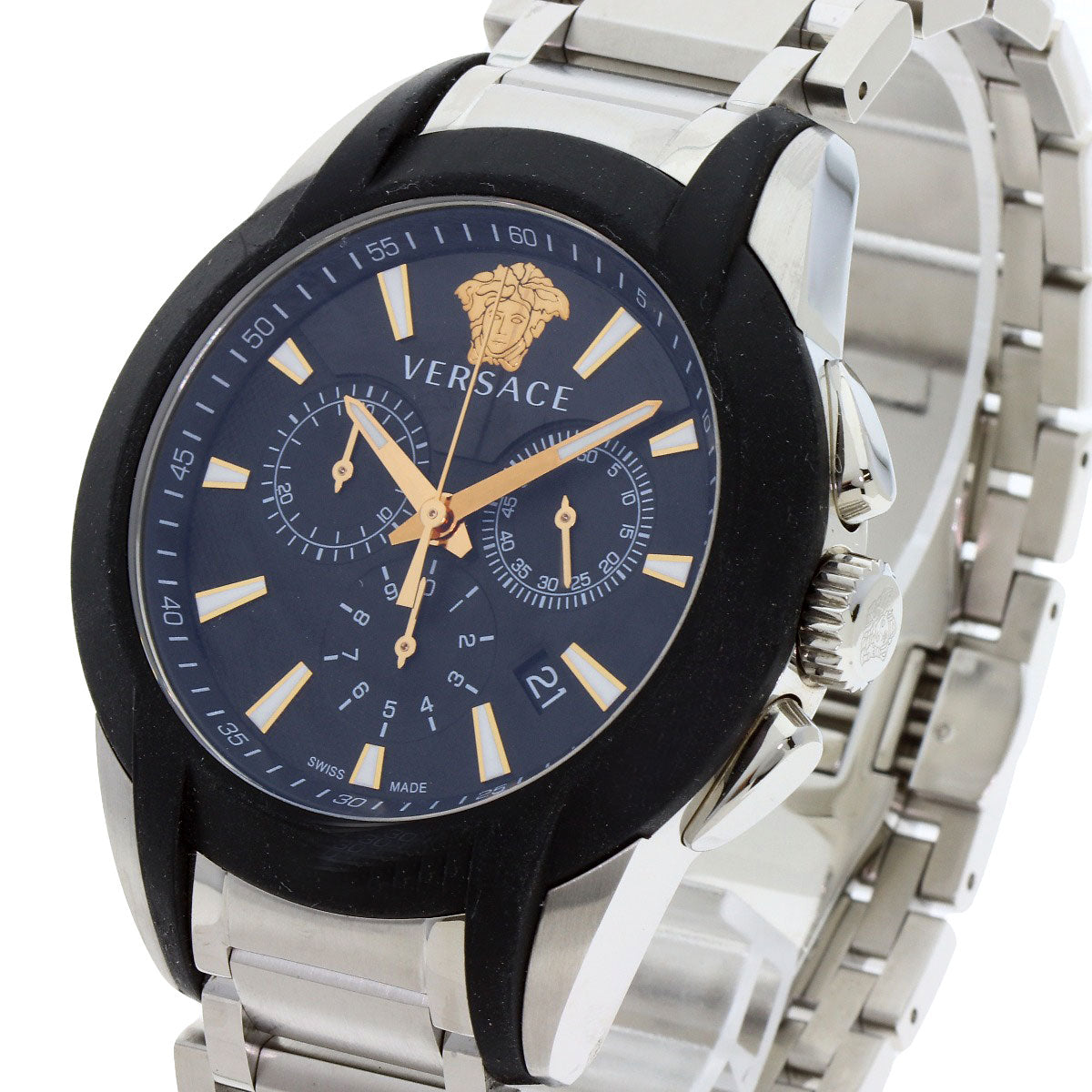 VERSACE ヴェルサーチ VEM8 メデューサ クロノグラフ 腕時計 SS メンズ 中古