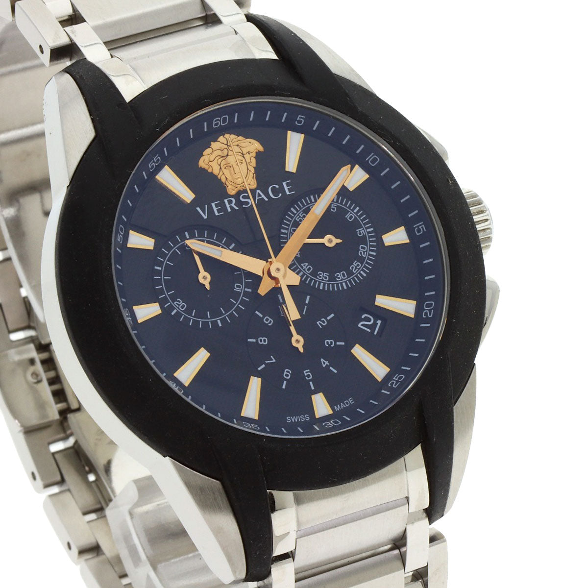 VERSACE ヴェルサーチ VEM8 メデューサ クロノグラフ 腕時計 SS メンズ 中古