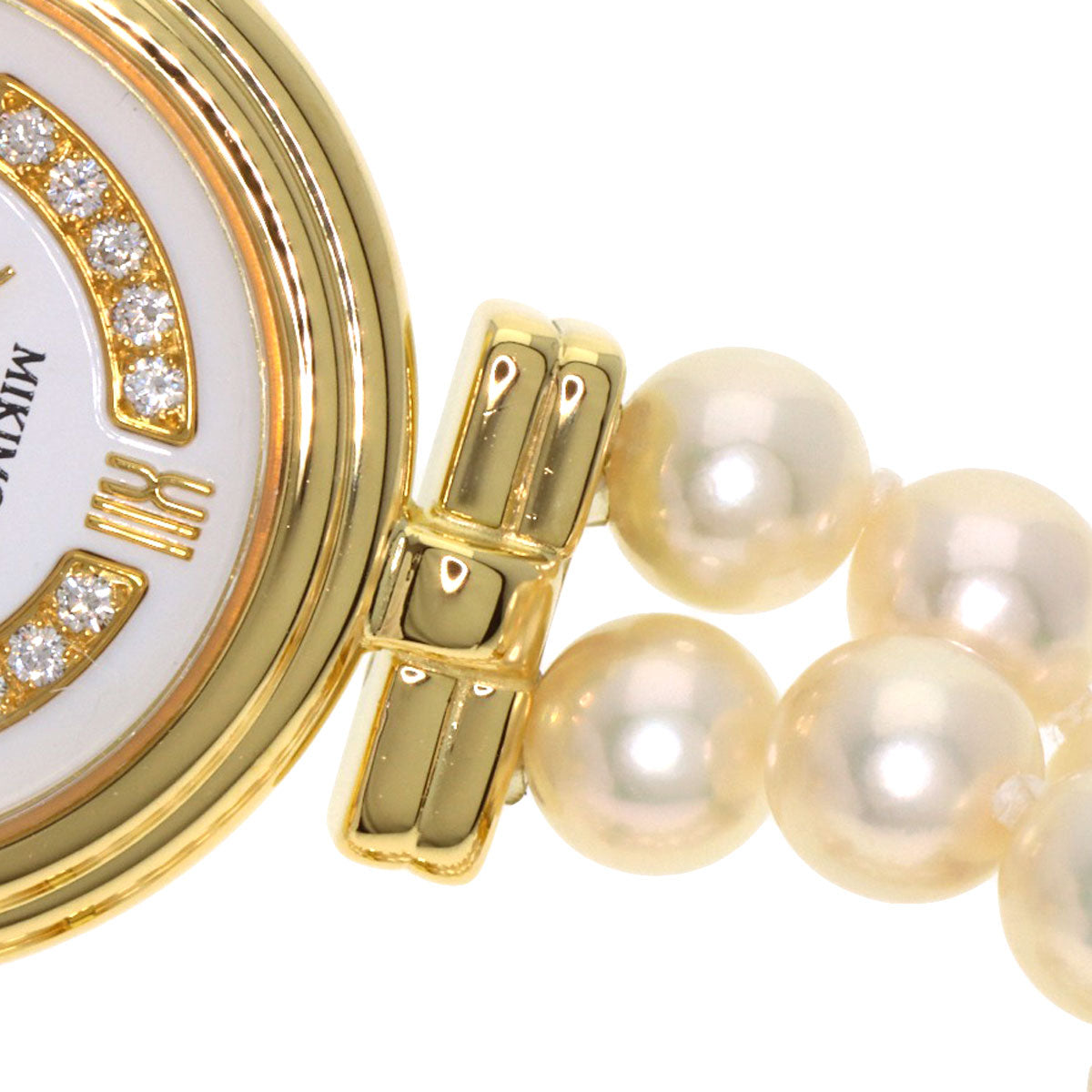MIKIMOTO ミキモト 062-104 パールウォッチ ダイヤモンド 腕時計 K18YG レディース 中古
