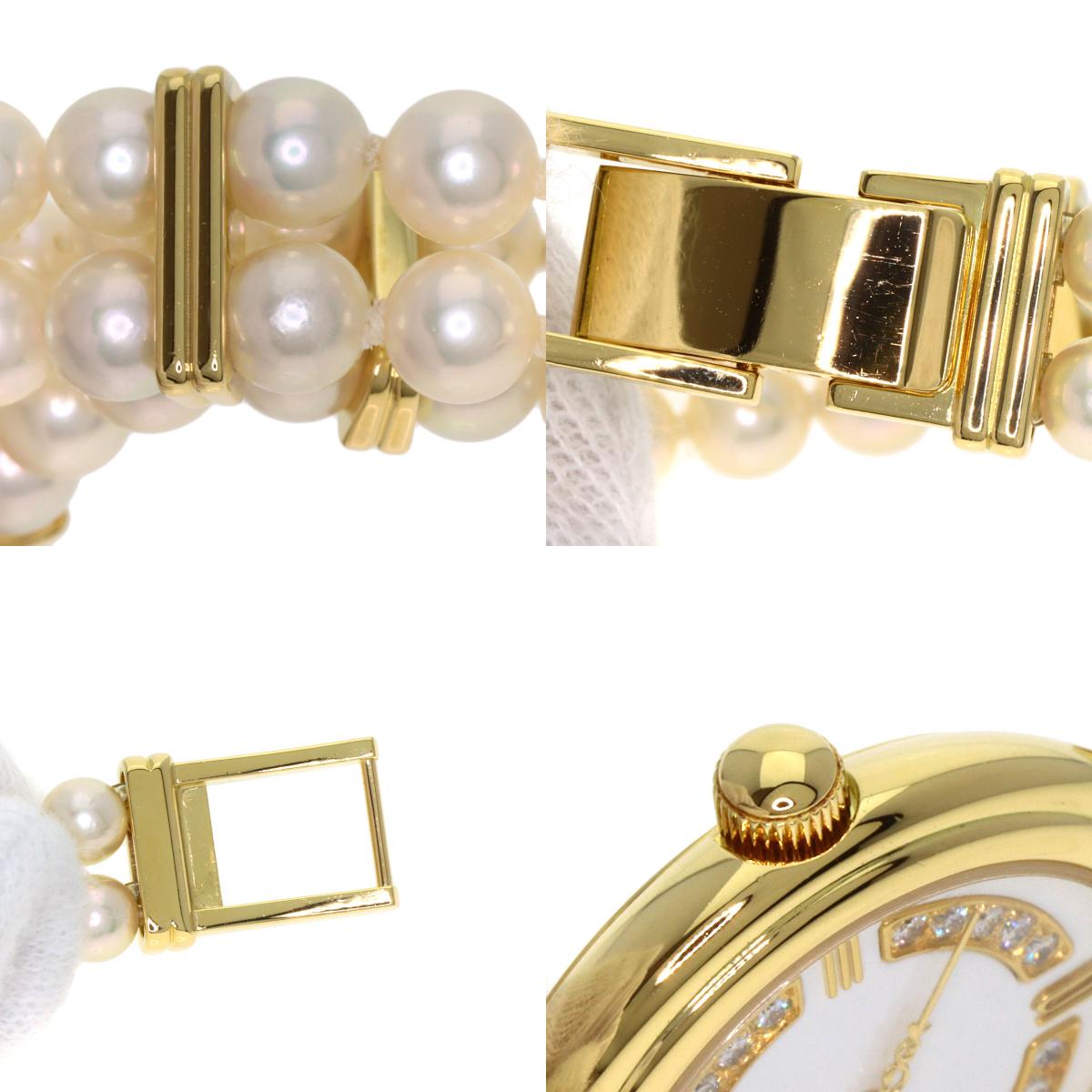 MIKIMOTO ミキモト 062-104 パールウォッチ ダイヤモンド 腕時計 K18YG レディース 中古