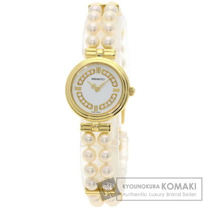 MIKIMOTO ミキモト 062-104 パールウォッチ ダイヤモンド 腕時計 K18YG レディース 中古