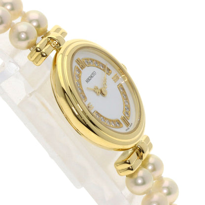 MIKIMOTO ミキモト 062-104 パールウォッチ ダイヤモンド 腕時計 K18YG レディース 中古