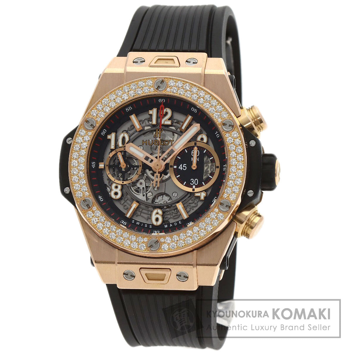 HUBLOT ウブロ 411.OX.1180.RX ビッグバン ウニコ キングゴールド ダイヤモンド 腕時計 K18PG メンズ 中古