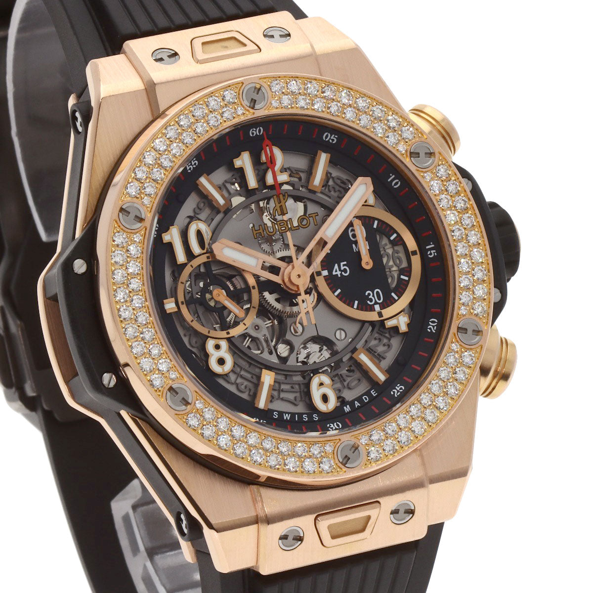 HUBLOT ウブロ 411.OX.1180.RX ビッグバン ウニコ キングゴールド ダイヤモンド 腕時計 K18PG メンズ 中古