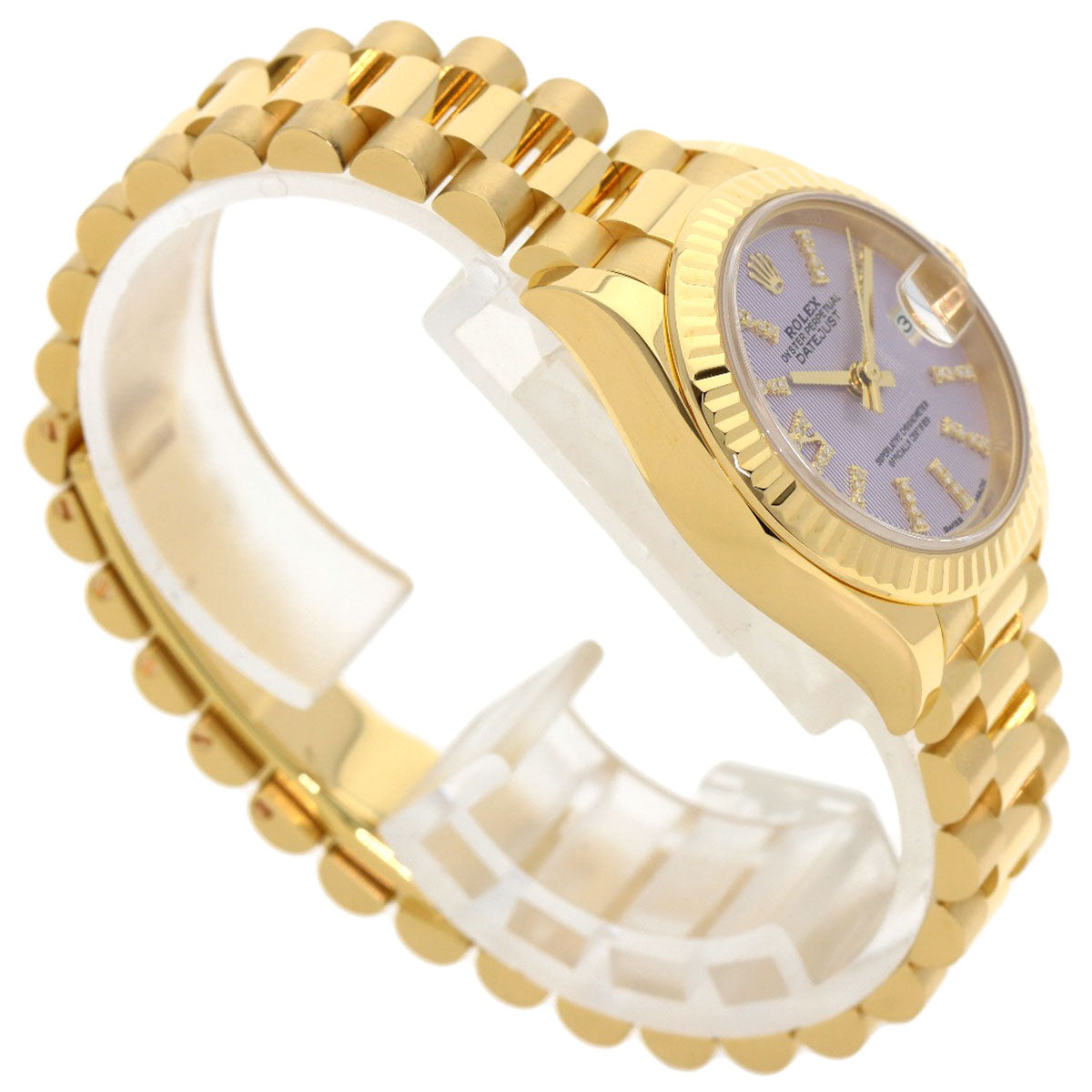 ROLEX ロレックス 279178G デイトジャスト ライラックタペストリー ダイヤモンドインデックス 腕時計 K18YG レディース 中古