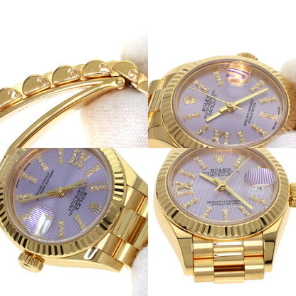ROLEX ロレックス 279178G デイトジャスト ライラックタペストリー ダイヤモンドインデックス 腕時計 K18YG レディース 中古