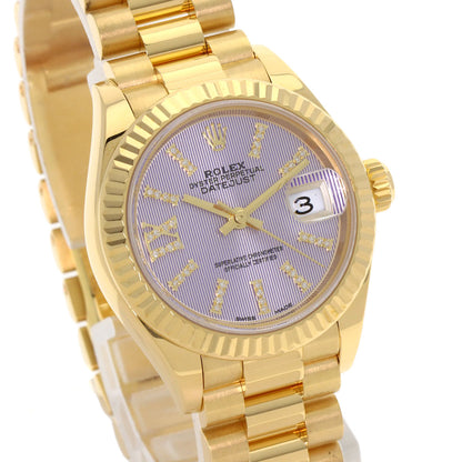 ROLEX ロレックス 279178G デイトジャスト ライラックタペストリー ダイヤモンドインデックス 腕時計 K18YG レディース 中古