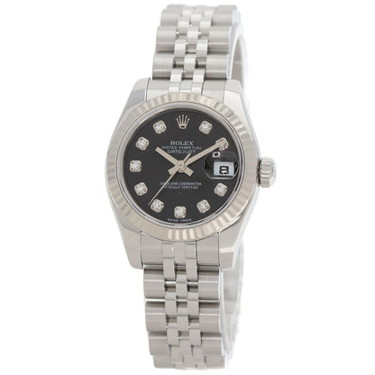 ROLEX ロレックス 179174G デイトジャスト 10P ダイヤモンド 腕時計 SS レディース 中古