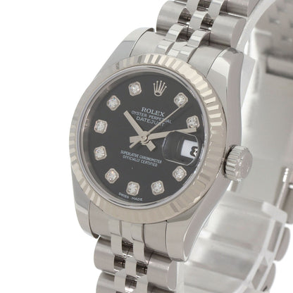 ROLEX ロレックス 179174G デイトジャスト 10P ダイヤモンド 腕時計 SS レディース 中古
