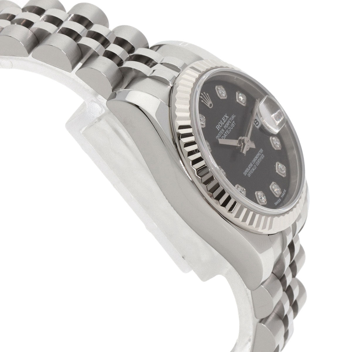 ROLEX ロレックス 179174G デイトジャスト 10P ダイヤモンド 腕時計 SS レディース 中古