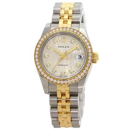 ROLEX ロレックス 179383G デイトジャスト ベゼル 10P ダイヤモンド 腕時計 SS レディース 中古