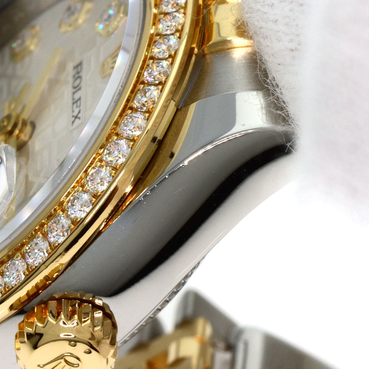 ROLEX ロレックス 179383G デイトジャスト ベゼル 10P ダイヤモンド 腕時計 SS レディース 中古