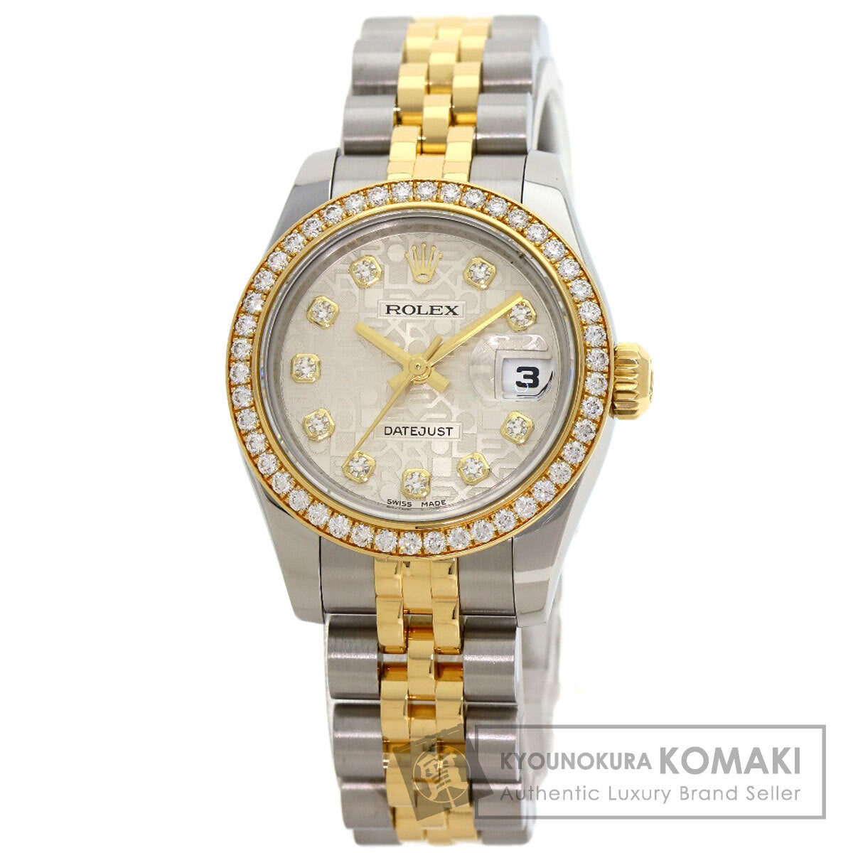 ROLEX ロレックス 179383G デイトジャスト ベゼル 10P ダイヤモンド 腕時計 SS レディース 中古