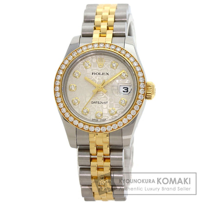 ROLEX ロレックス 179383G デイトジャスト ベゼル 10P ダイヤモンド 腕時計 SS レディース 中古