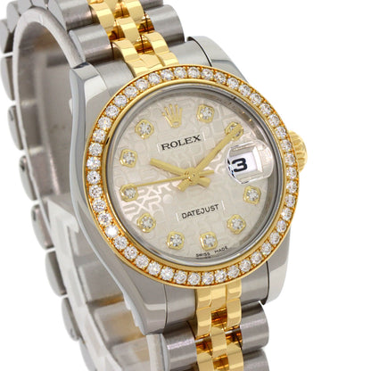 ROLEX ロレックス 179383G デイトジャスト ベゼル 10P ダイヤモンド 腕時計 SS レディース 中古