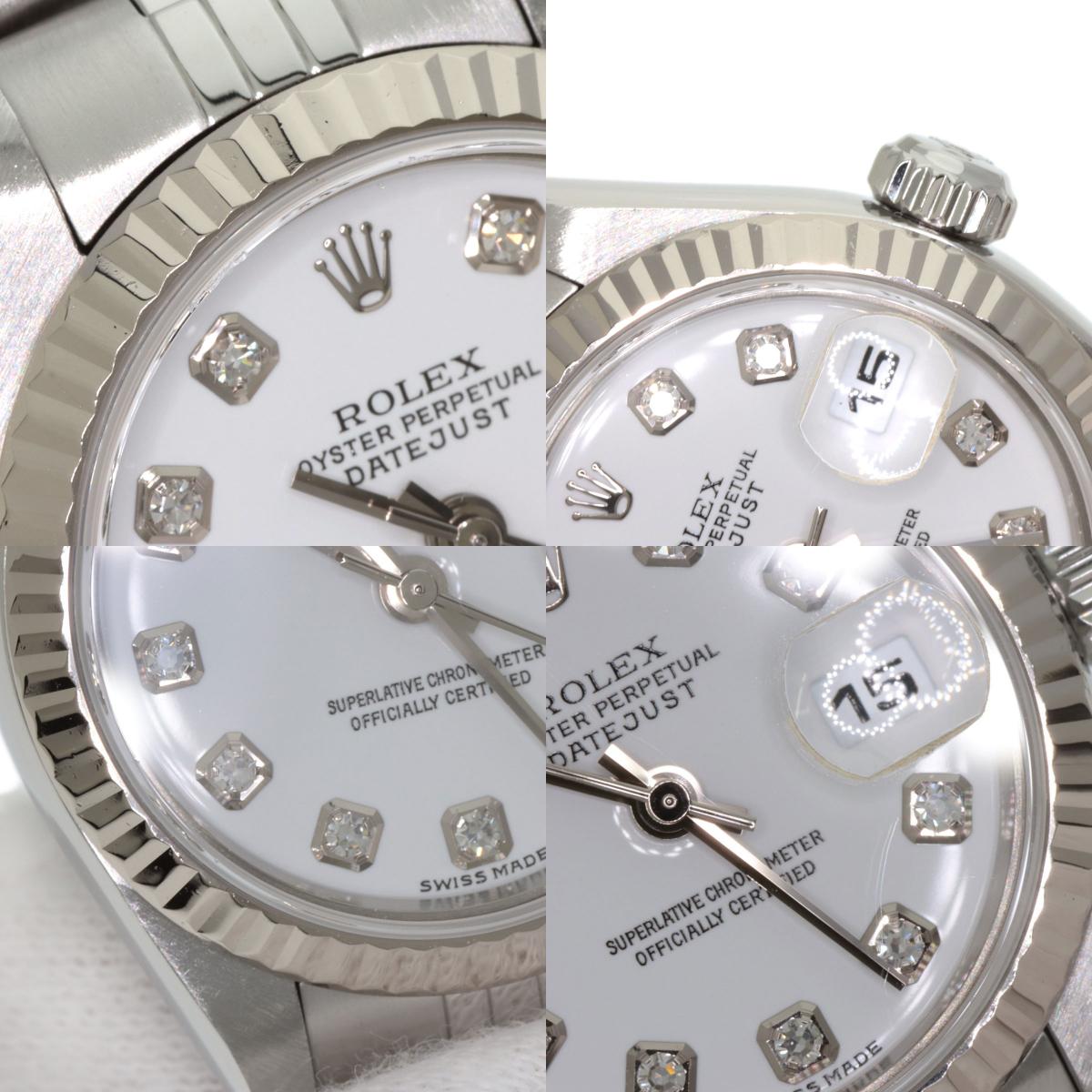 ROLEX ロレックス 79174G デイトジャスト 10P ダイヤモンド 腕時計 SS レディース 中古