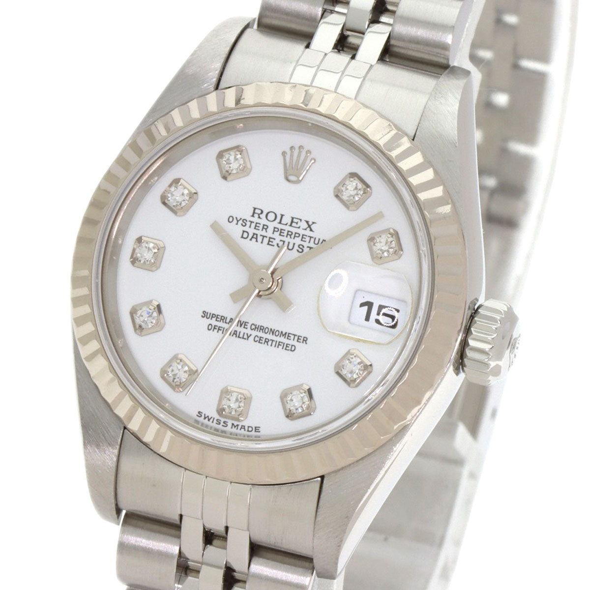 ROLEX ロレックス 79174G デイトジャスト 10P ダイヤモンド 腕時計 SS レディース 中古