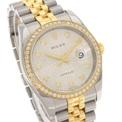 ROLEX ロレックス 116243G デイトジャスト 10P ベゼル ダイヤモンド 腕時計 SS メンズ 中古