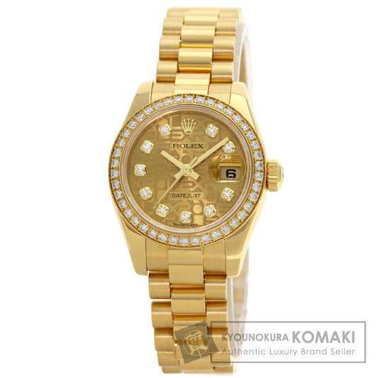 ROLEX ロレックス 179138G デイトジャスト 10P ベゼルダイヤモンド 腕時計 K18YG レディース 中古