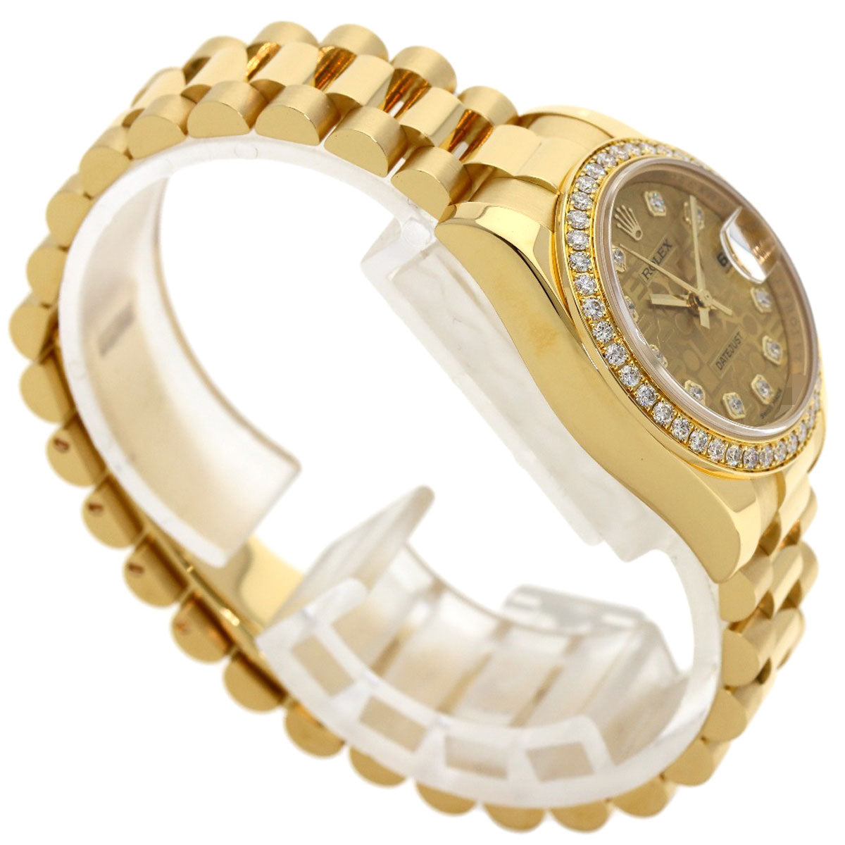 ROLEX ロレックス 179138G デイトジャスト 10P ベゼルダイヤモンド 腕時計 K18YG レディース 中古