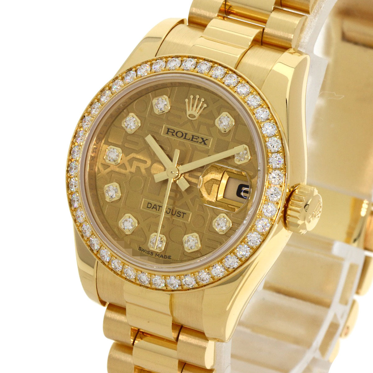 ROLEX ロレックス 179138G デイトジャスト 10P ベゼルダイヤモンド 腕時計 K18YG レディース 中古