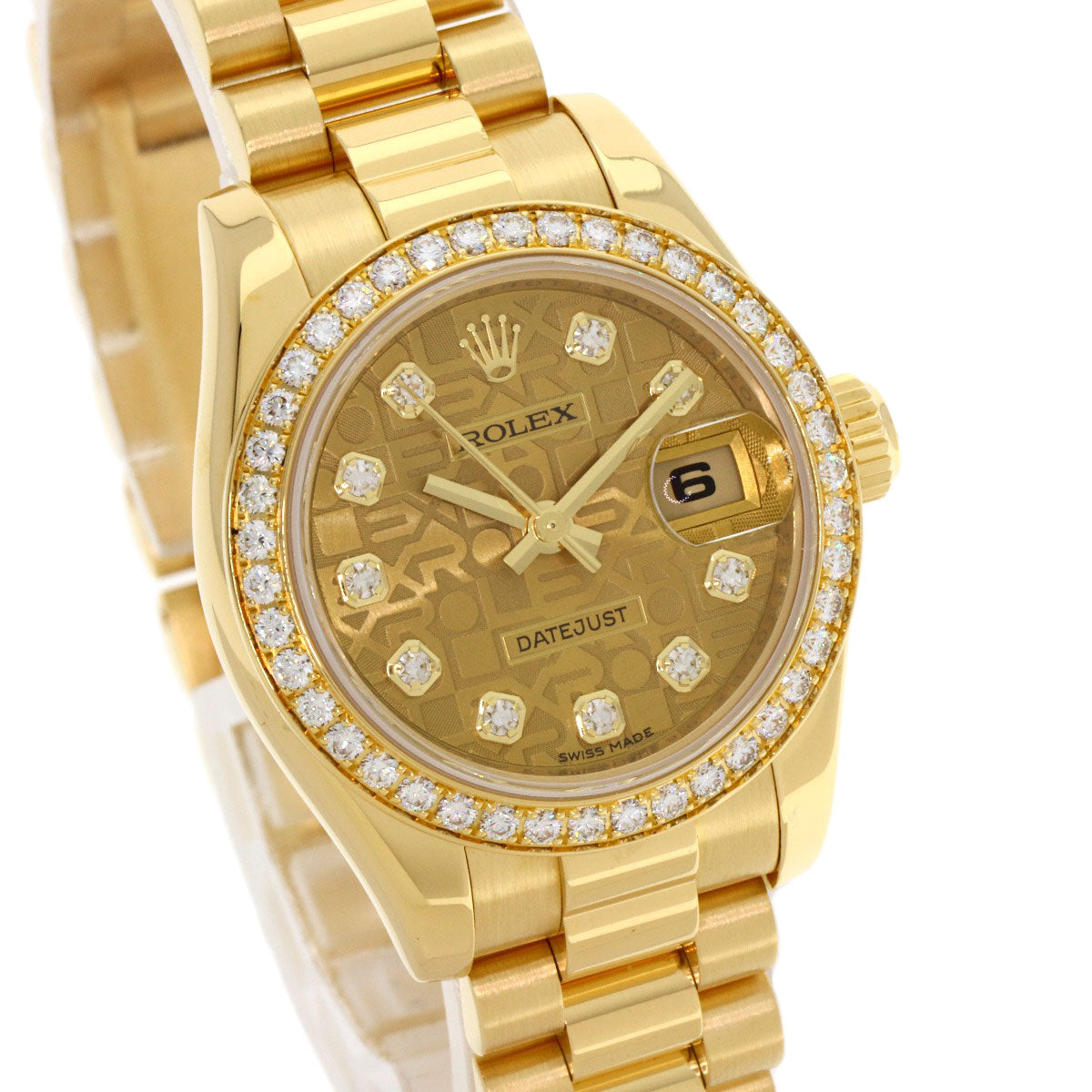 ROLEX ロレックス 179138G デイトジャスト 10P ベゼルダイヤモンド 腕時計 K18YG レディース 中古