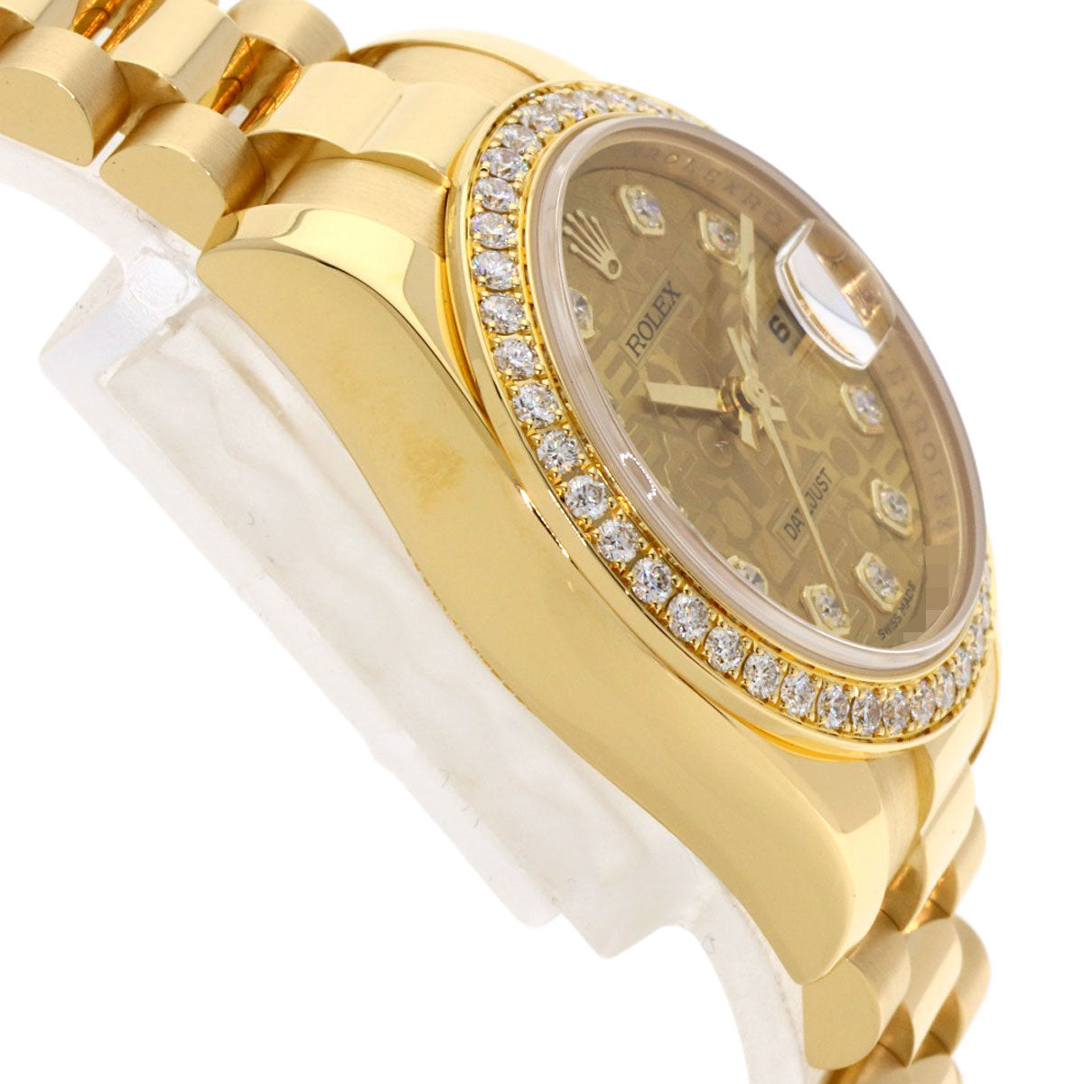 ROLEX ロレックス 179138G デイトジャスト 10P ベゼルダイヤモンド 腕時計 K18YG レディース 中古