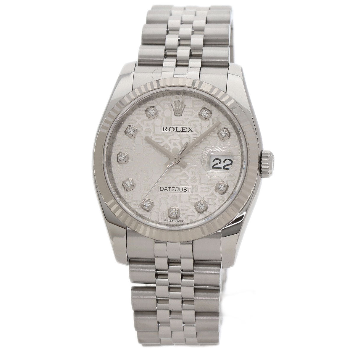 ROLEX ロレックス 116234G デイトジャスト 10P ダイヤモンド 腕時計 SS メンズ 中古