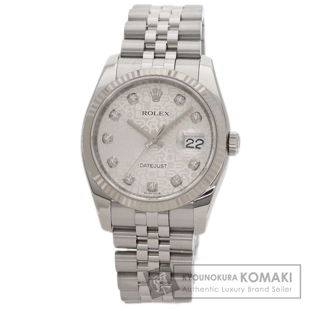 ROLEX ロレックス 116234G デイトジャスト 10P ダイヤモンド 腕時計 SS メンズ 中古