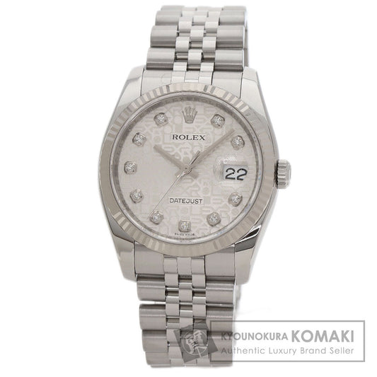 ROLEX ロレックス 116234G デイトジャスト 10P ダイヤモンド 腕時計 SS メンズ 中古