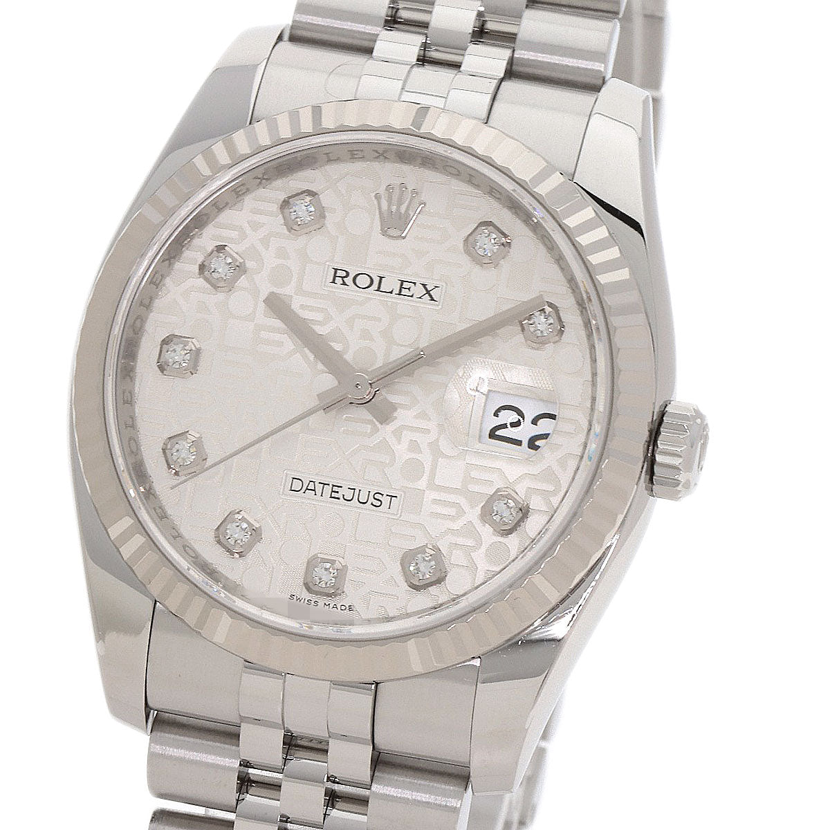 ROLEX ロレックス 116234G デイトジャスト 10P ダイヤモンド 腕時計 SS メンズ 中古