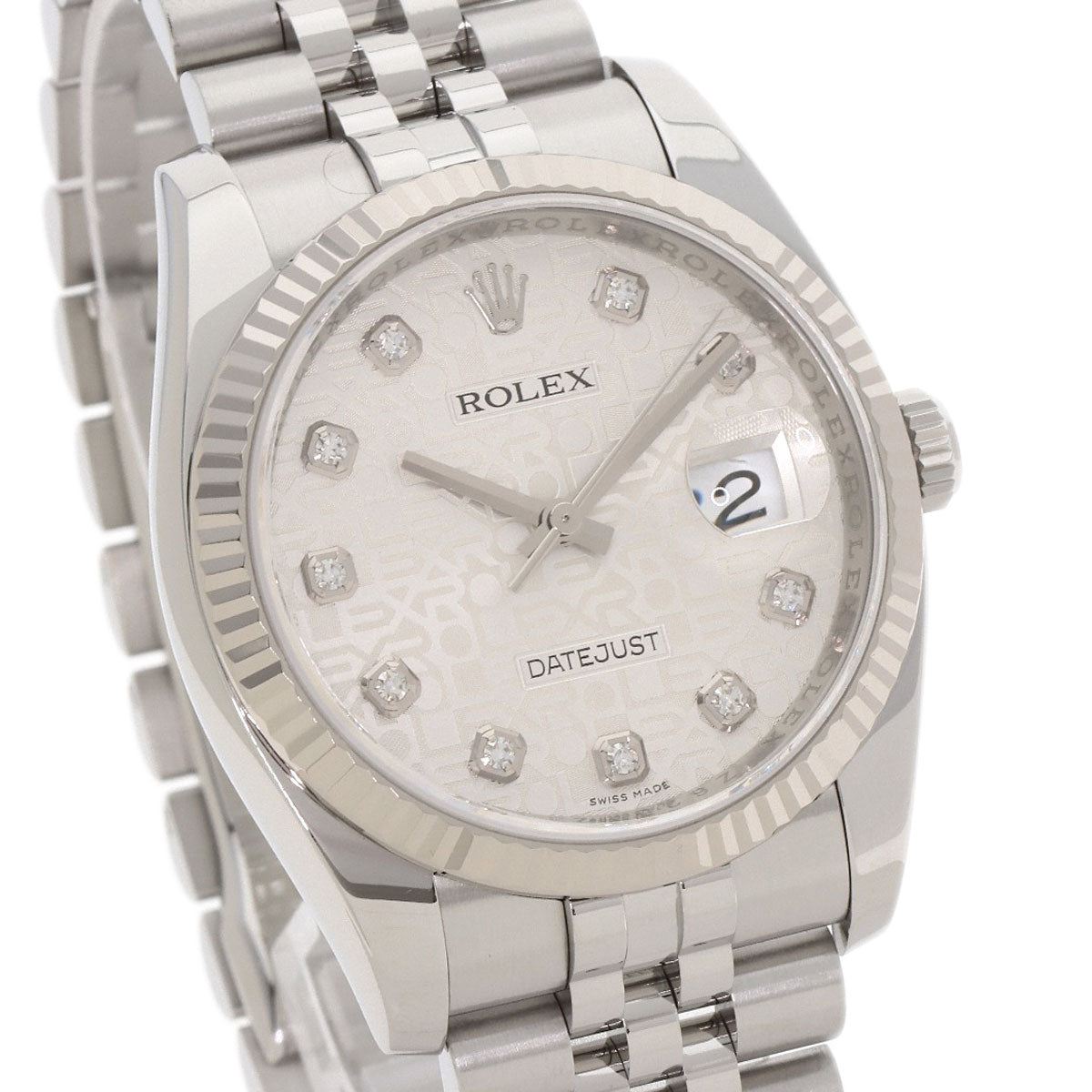 ROLEX ロレックス 116234G デイトジャスト 10P ダイヤモンド 腕時計 SS メンズ 中古