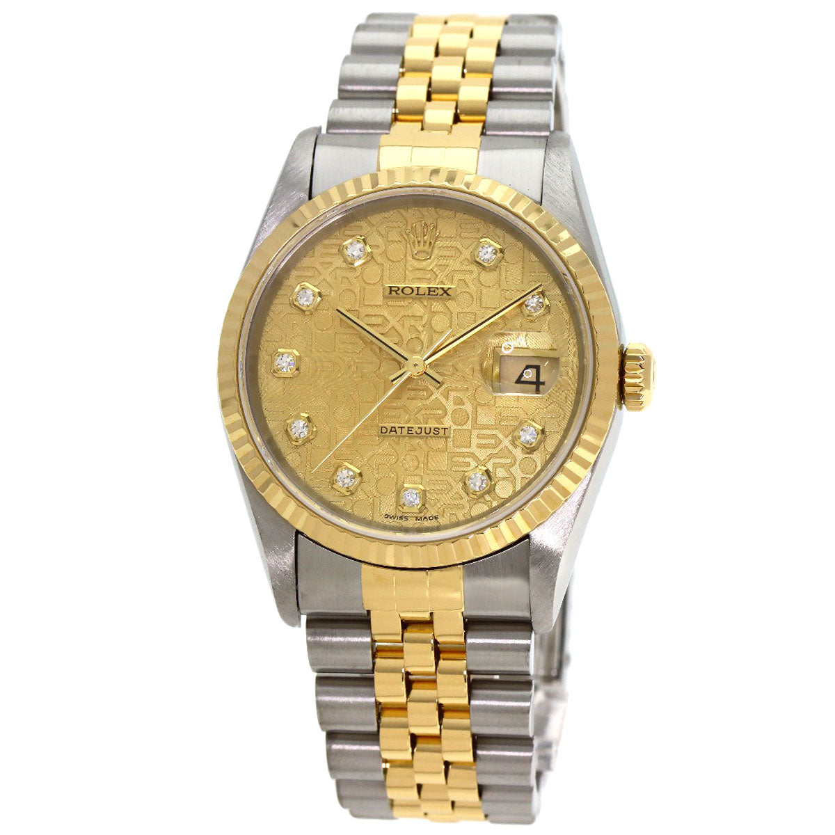 ROLEX ロレックス 16233G デイトジャスト 10P ダイヤモンド 腕時計 SS メンズ 中古