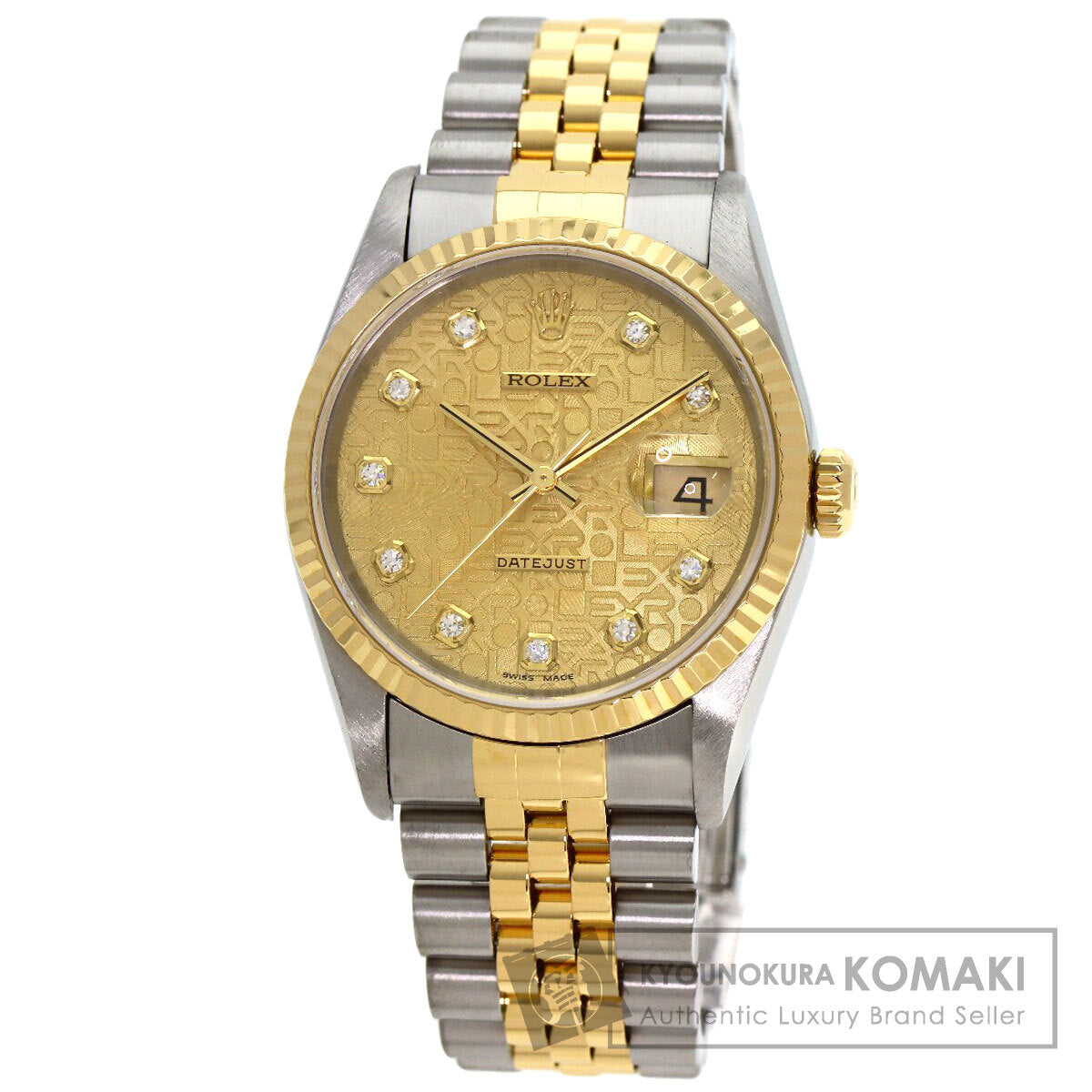 ROLEX ロレックス 16233G デイトジャスト 10P ダイヤモンド 腕時計 SS メンズ 中古