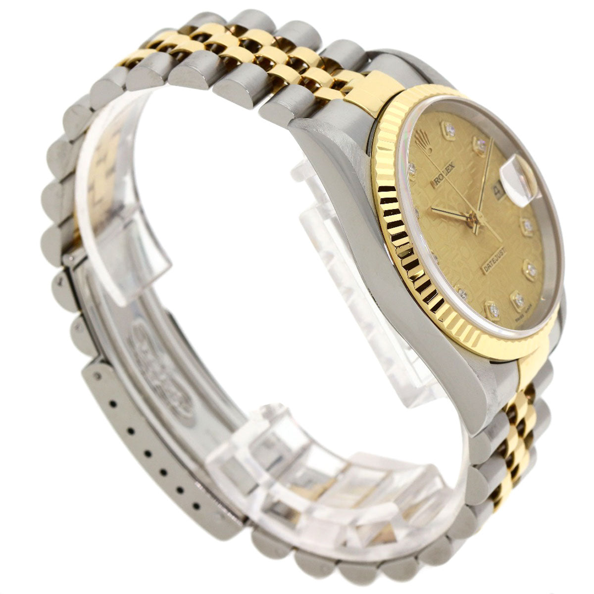 ROLEX ロレックス 16233G デイトジャスト 10P ダイヤモンド 腕時計 SS メンズ 中古