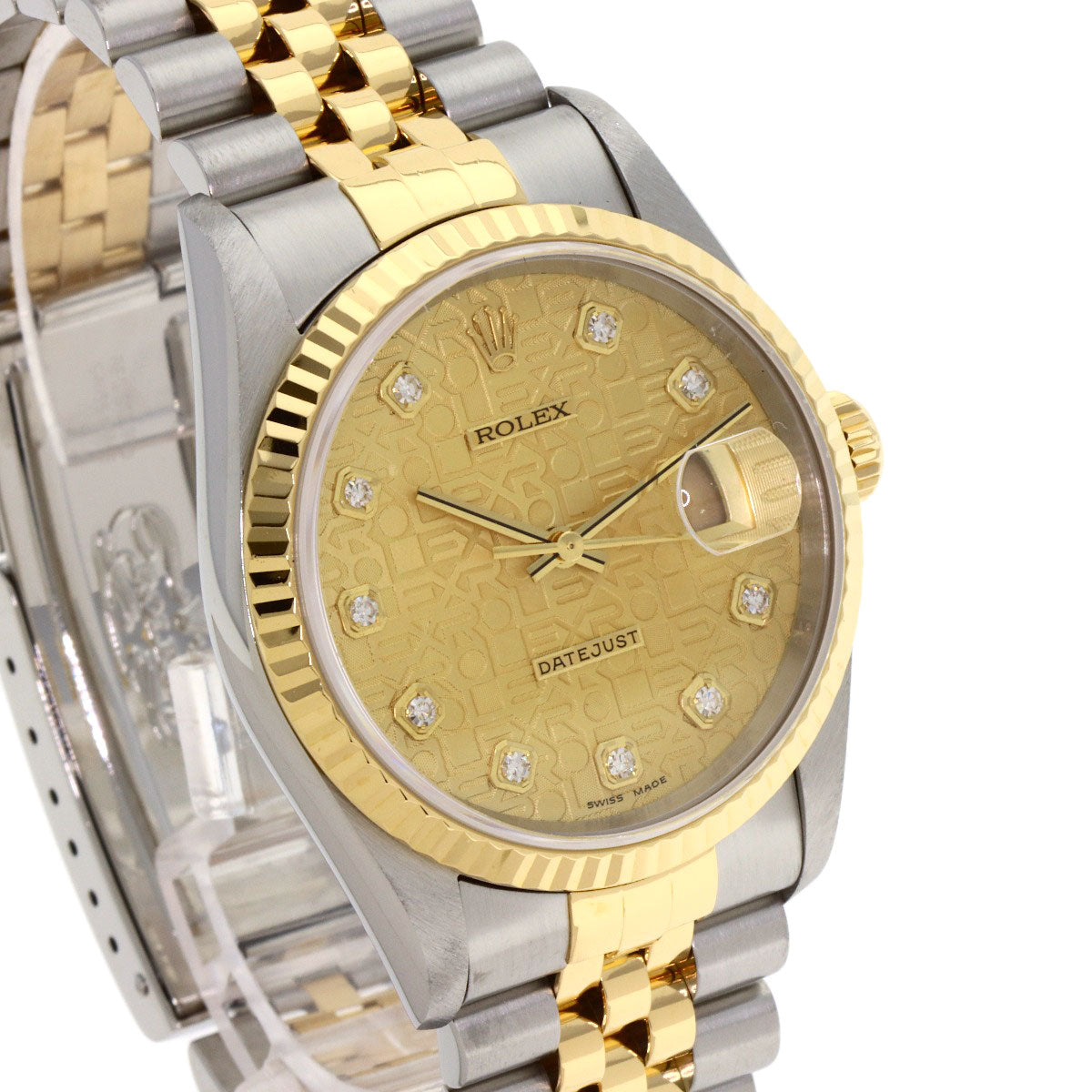 ROLEX ロレックス 16233G デイトジャスト 10P ダイヤモンド 腕時計 SS メンズ 中古