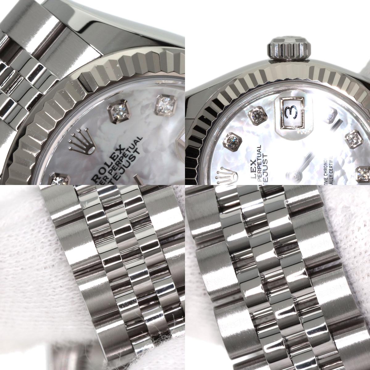 ROLEX ロレックス 279174NG デイトジャスト 10P ダイヤモンド 腕時計 SS レディース 中古