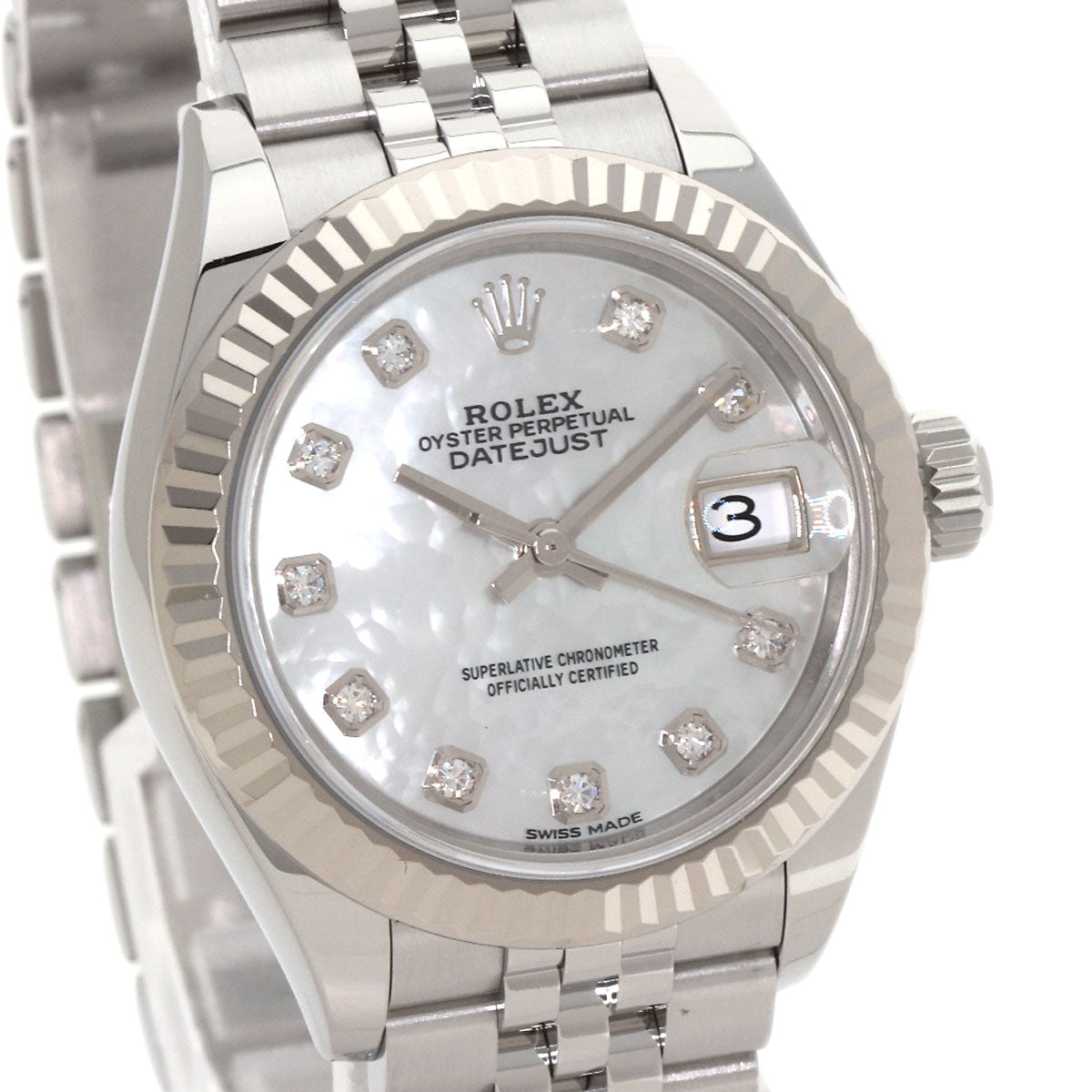 ROLEX ロレックス 279174NG デイトジャスト 10P ダイヤモンド 腕時計 SS レディース 中古