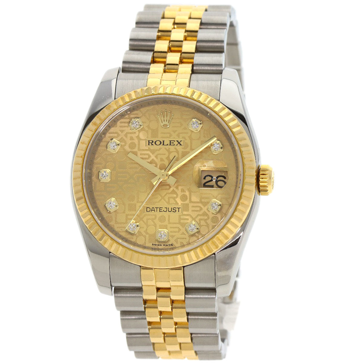 ROLEX ロレックス 116233G デイトジャスト 10P ダイヤモンド 腕時計 SS メンズ 中古