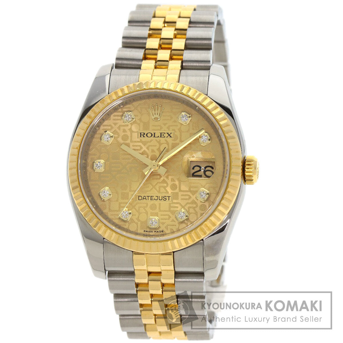 ROLEX ロレックス 116233G デイトジャスト 10P ダイヤモンド 腕時計 SS メンズ 中古