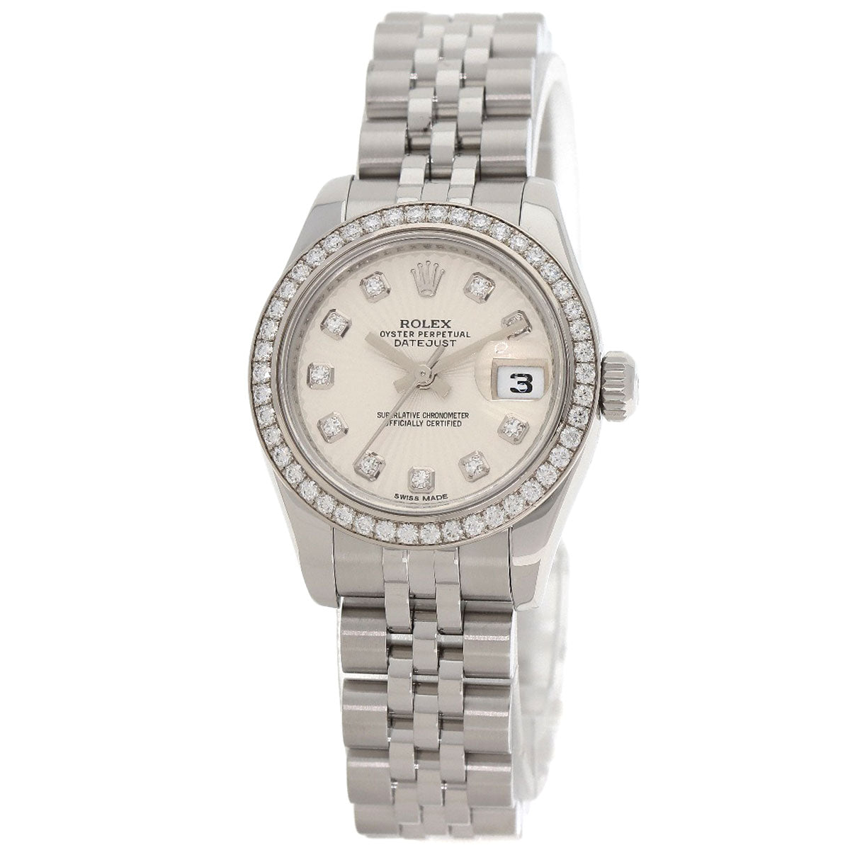 ROLEX ロレックス 179384G デイトジャスト 10P ベゼル ダイヤモンド 腕時計 SS レディース 中古