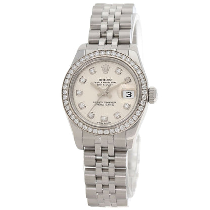 ROLEX ロレックス 179384G デイトジャスト 10P ベゼル ダイヤモンド 腕時計 SS レディース 中古