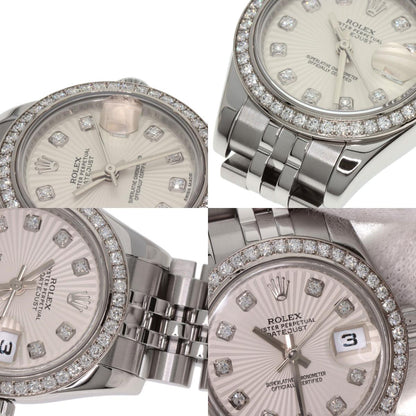 ROLEX ロレックス 179384G デイトジャスト 10P ベゼル ダイヤモンド 腕時計 SS レディース 中古