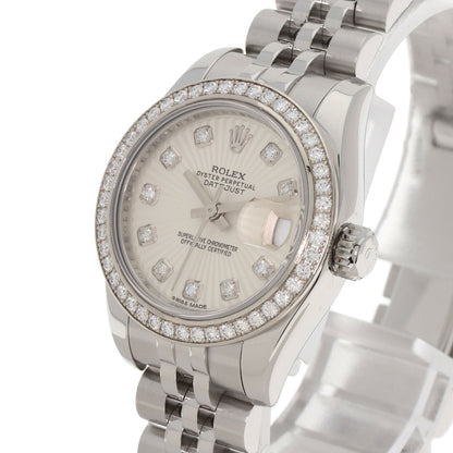 ROLEX ロレックス 179384G デイトジャスト 10P ベゼル ダイヤモンド 腕時計 SS レディース 中古