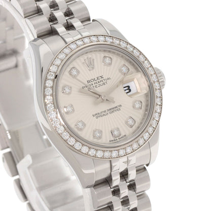 ROLEX ロレックス 179384G デイトジャスト 10P ベゼル ダイヤモンド 腕時計 SS レディース 中古
