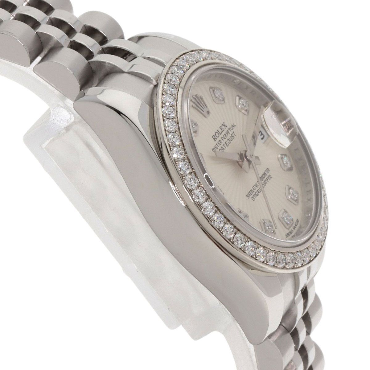 ROLEX ロレックス 179384G デイトジャスト 10P ベゼル ダイヤモンド 腕時計 SS レディース 中古
