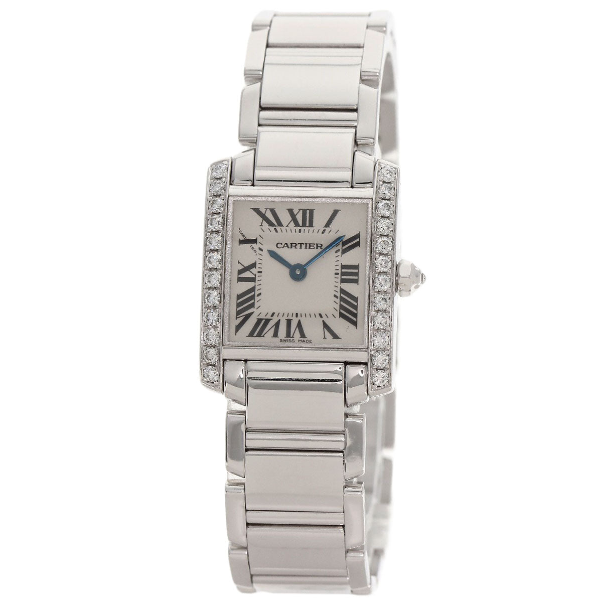 CARTIER カルティエ WE1002S3 タンクフランセーズ SM ベゼルダイヤモンド 腕時計 K18WG レディース 中古