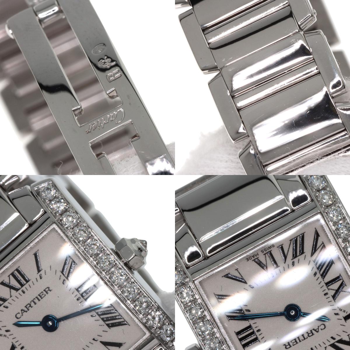 CARTIER カルティエ WE1002S3 タンクフランセーズ SM ベゼルダイヤモンド 腕時計 K18WG レディース 中古