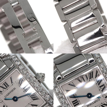 CARTIER カルティエ WE1002S3 タンクフランセーズ SM ベゼルダイヤモンド 腕時計 K18WG レディース 中古